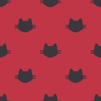 Cat pattern. black cat on red background. The seamless cute pattern and one character for T-shirt vector design for fashion, wrapping paper, background, wallpaper.