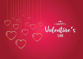 Happy valentine's day background with golden hearts Free Vector