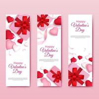 happy valentines day. banner template with love and gifts