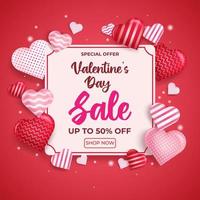 happy valentines day. promo template valentines day sale with decorative love vector