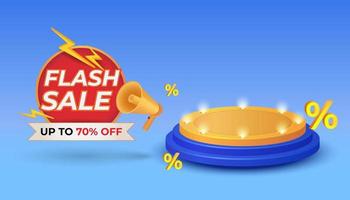 Flash sale banner template for special offer with podium vector
