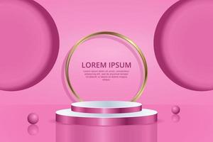 realistic 3D pink podium cosmetic product display vector