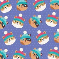 cute christmas cats pattern vector