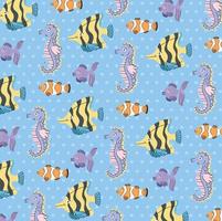 cute sealife animals pattern vector