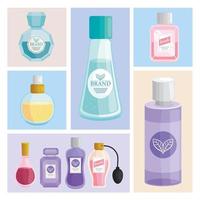 icons fragrances bottles vector
