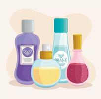 bottles of fragrances icons vector