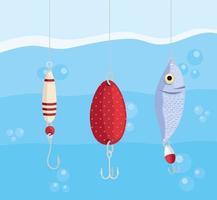 fishing lures in the water vector