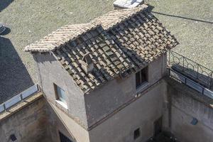 Small house with an old roof top view. photo