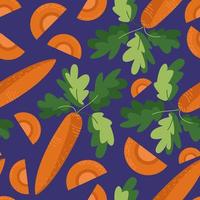patrón sin costuras de verduras. vector saludable, dieta, alimentos orgánicos para su diseño. ilustración con zanahoria para textil en un estilo plano.