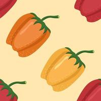 patrón sin costuras de verduras. vector saludable, dieta, alimentos orgánicos para su diseño. ilustración con pimiento para textil en un estilo plano.