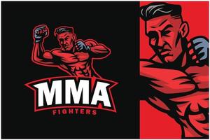 Ilustración de diseño de logotipo de boxeo de luchador mma vector