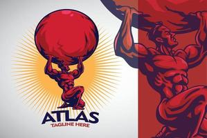 Atlas Titan Logo Muscle Man Gym Fitness Mascot Design Vector