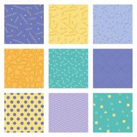 nine textures patterns colors vector