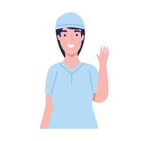 nurse waving happy character vector