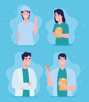 four professionals doctors vector