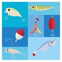 iconos de señuelos de pesca vector