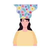 woman with flowers flow vector
