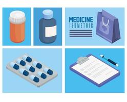 six medicine isometric icons vector