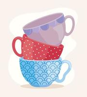 three ceramic cups vector