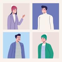 photos of persons with winter clothes vector