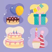 happy birthday objects vector