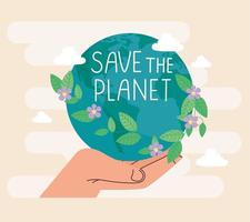 label of save the planet vector