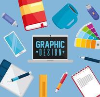 graphic design in laptop vector