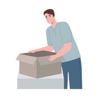 unboxing, caja de apertura de hombre vector