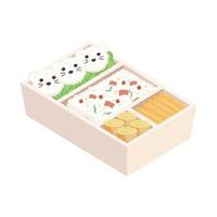 caja bento beige con almuerzo vector