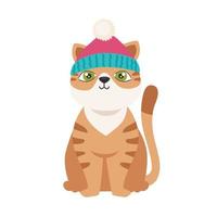 lindo gatito con sombrero de santa vector