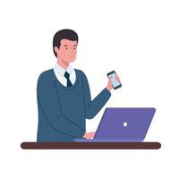 businessman using laptop vector