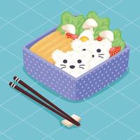 almuerzo de caja bento púrpura vector