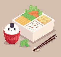 caja de almuerzo bento beige vector