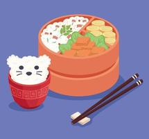 orange bento box lunch vector