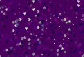 Light Purple, Pink vector background with xmas snowflakes.