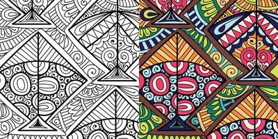 Kites coloring book page for adults vector illustration