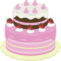 Beautiful Wedding Cake Icon, Delicious Birthday Cake Illustration Design. vector