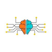 Creative and idea concept. Brain with line and yellow spot. Background or banner for design. vector