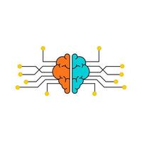 Creative and idea concept. Brain with line and yellow spot. Background or banner for design. vector