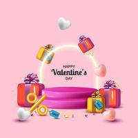 Valentine's day sale banner template with realistic gift box