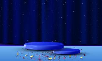Empty blue podium scene for displaying product or product mockup vector