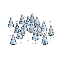 Christmas trees in forest with snow vector