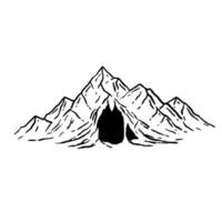 Cave in mountain with stalactites vector