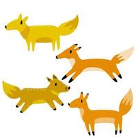 Cute fox in modern simple flat style. Isolated vector illustration. Funny cute animal with red tail. Forest sly predator.