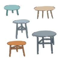 Set of small tables or stools. Stand for domestic plants. Cartoon trendy illustration vector