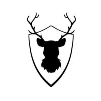 Head of deer on shield. Knight coat of arms with stag. vector