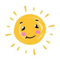 Cute sun. Element of summer and nature. Yellow warm object. vector