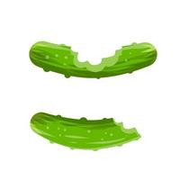 Bitten cucumber. Food waste. Green vegetable. vector