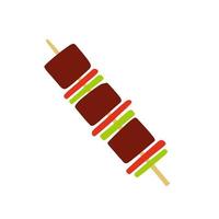 Shish Kebab Meat with vegetables on a stick or skewer. Grilled pork Barbecue. vector