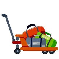 Platform trolley and Handcart with bag. Stack of cargo and goods. vector